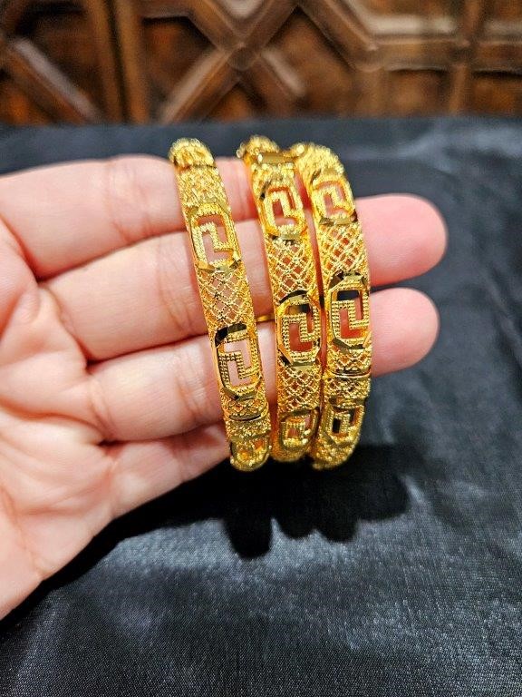 6pcs x 22KGold Filled/ITALY Triple Yellow Gold Plated Bangles Versace
