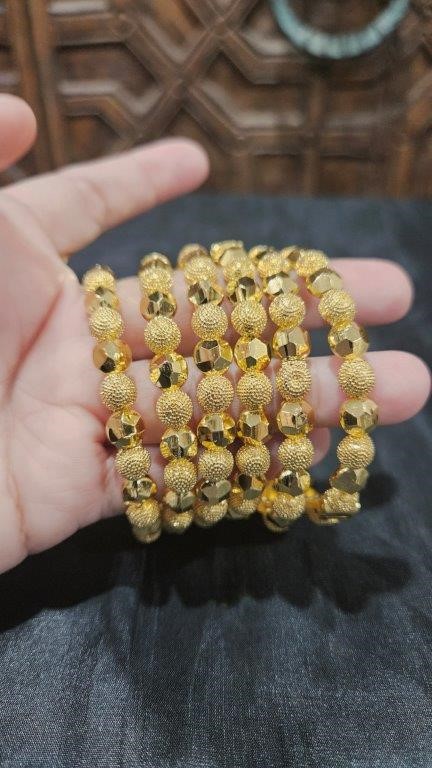 6pcs x 22K/ITALY Triple Yellow Gold Plated Bangles with Stamps