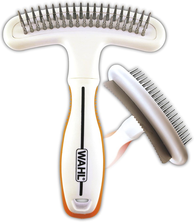 WAHL 2-in-1 Combination Double Row Pet Rake with Hair Shedding Blade for Do