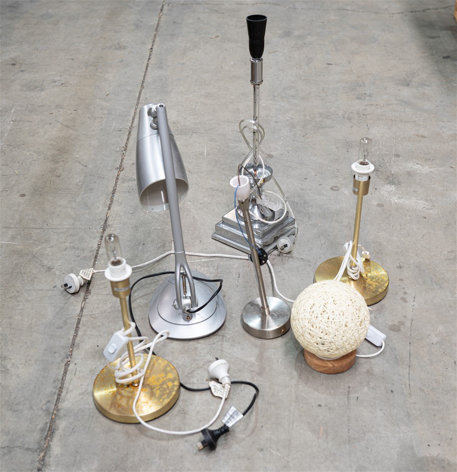 6 x ASSORTED LAMPS AND LAMP BASES. NB: STORAGE MARKS.