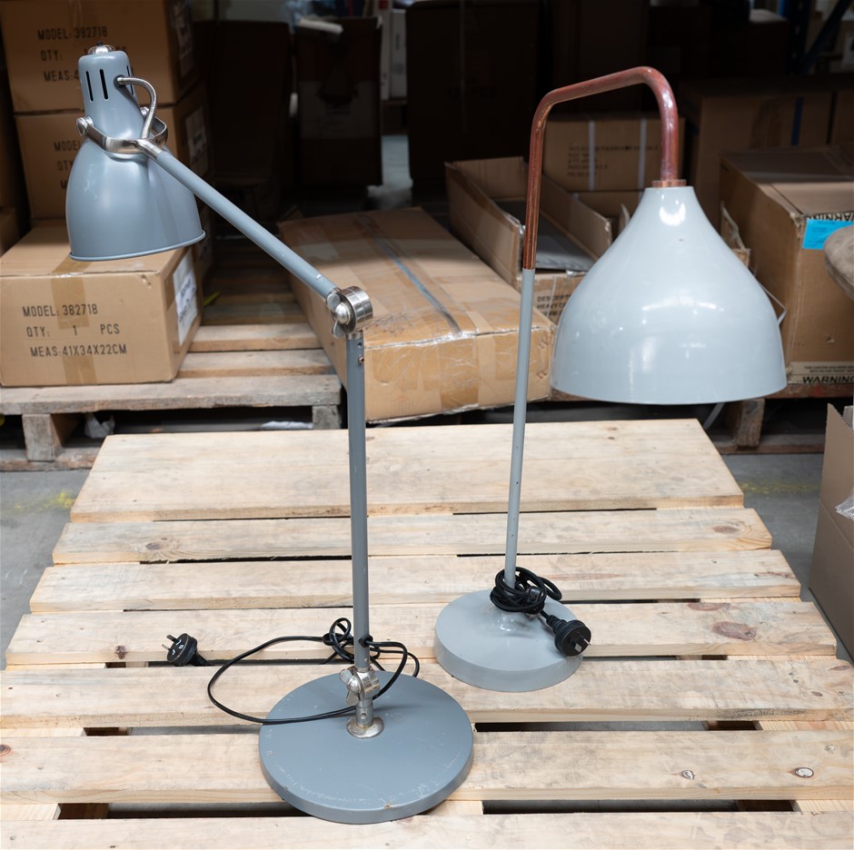 2 x CAFÉ LIGHTING INDUSTRIAL DIRECTORS LAMP COPPER AND GREY STEEL.