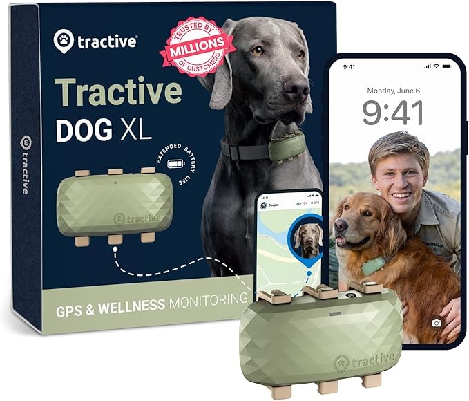 TRACTIVE Dog XL GPS Tracker for Large Dogs, Green