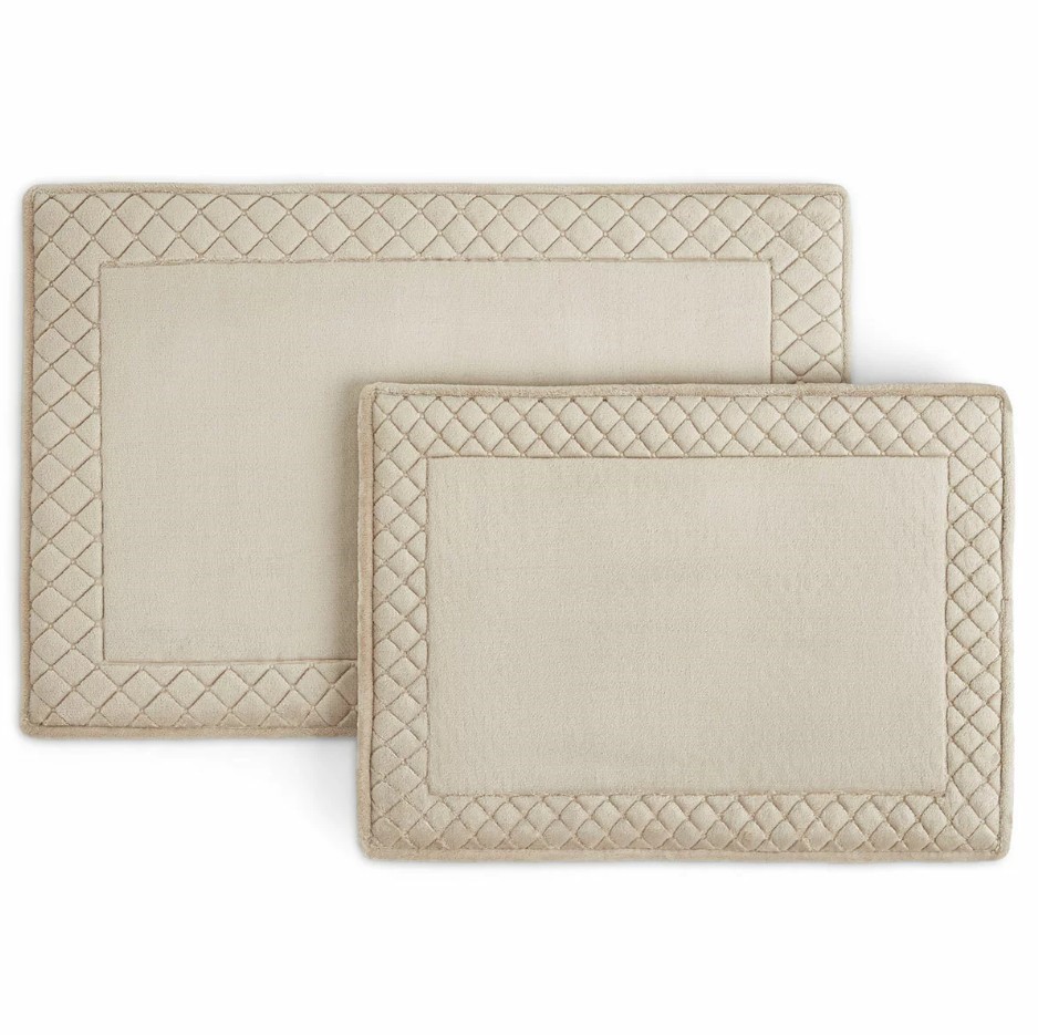 TOWN & COUNTRY LIVING Memory Foam Bath Rug, 2-Piece, Hummus Diamond Pattern