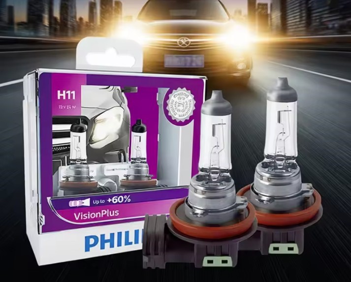 PHILIPS H11 12V 55W PGJ19-2 VisionPlus 3250K Bright Light Up to 60% Vision
