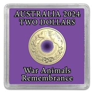 2024 War Animals Remembrance Coloured $2 Unc Coin in Case