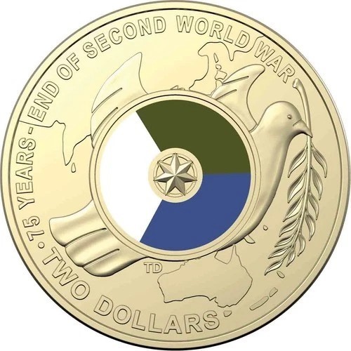 UNC 2020 $2 75th Anniversary The End of WW2 Dove two Dollar coloured Coin