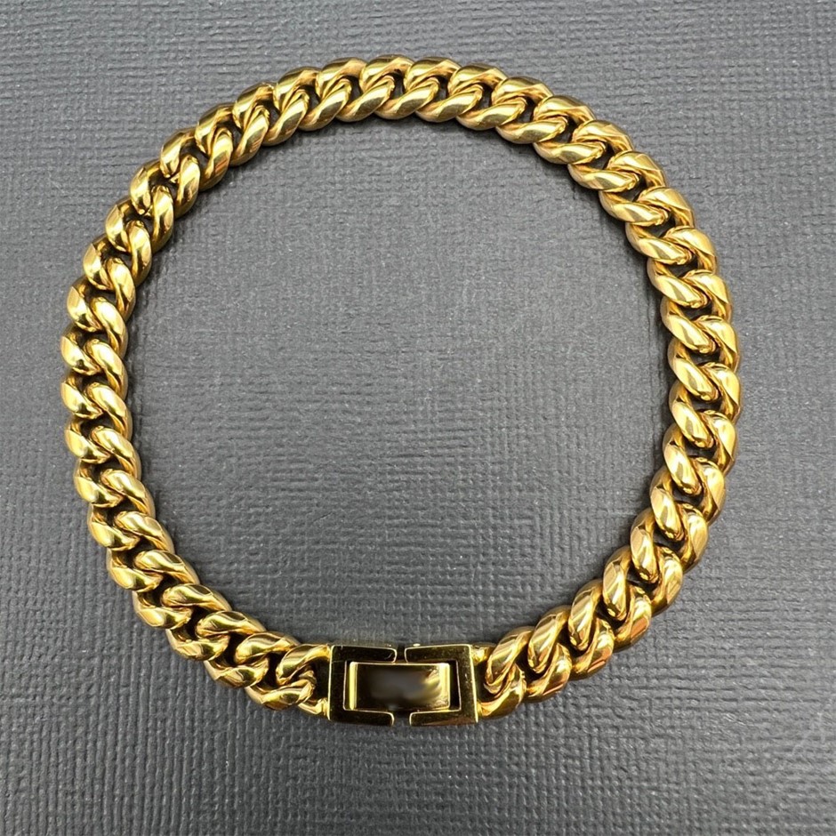 18K Gold-Filled Cuban Chain Bracelet, 8MM Wide - 22.8cm