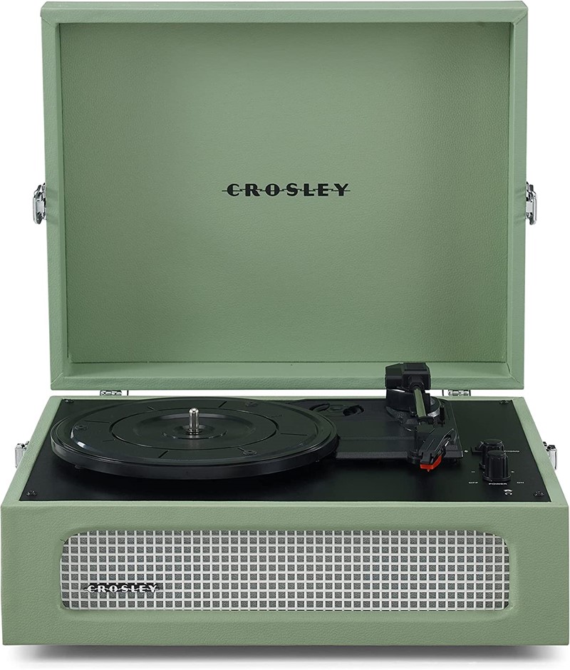 CROSLEY Voyager Portable Bluetooth Turntable, Sage. NB: Needle Arm Broken.