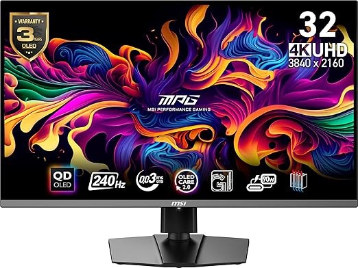 MSI MPG 321URX QD-OLED, 32" 4K UHD Quantum Dot OLED Gaming Monitor, 3840 x