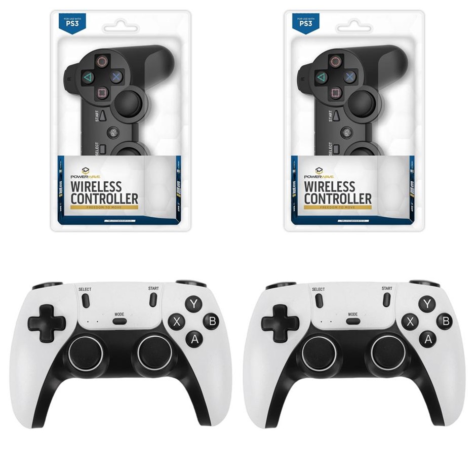 4 x Assorted Wireless Controllers. 2 x POWERWAVE PS3 Wireless Controller Bl