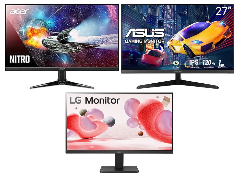 3 x Assorted Monitors. 1 x ACER Nitro QG271 bipx 27” Full HD (1920 x 1080)