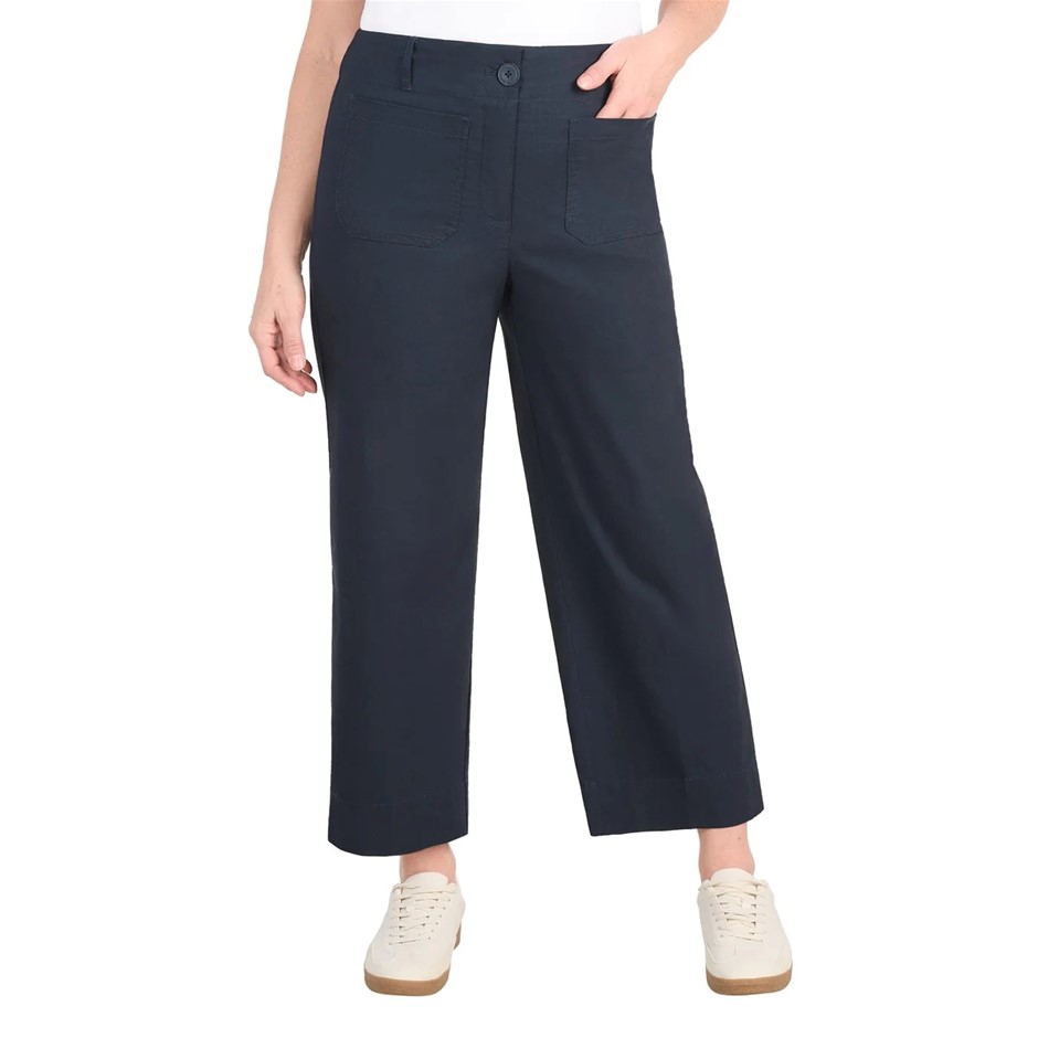 2 x DALIA Women's Wide Leg Woven Pant, Size 8, Navy.
