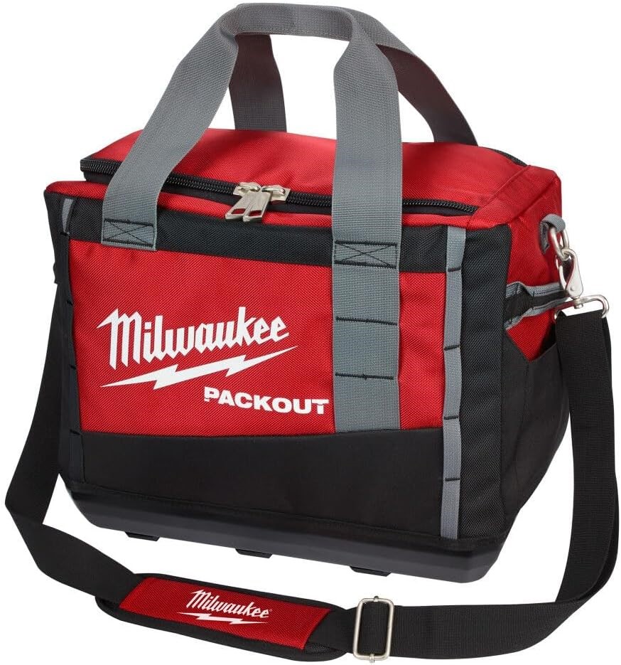 MILWAUKEE 48228321 15” Packout Tool Bag, Black, Red.