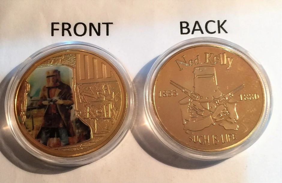 NED KELLY "Helmet Art #1" 1 Oz Coin, Finished in 24k 999 Gold 5