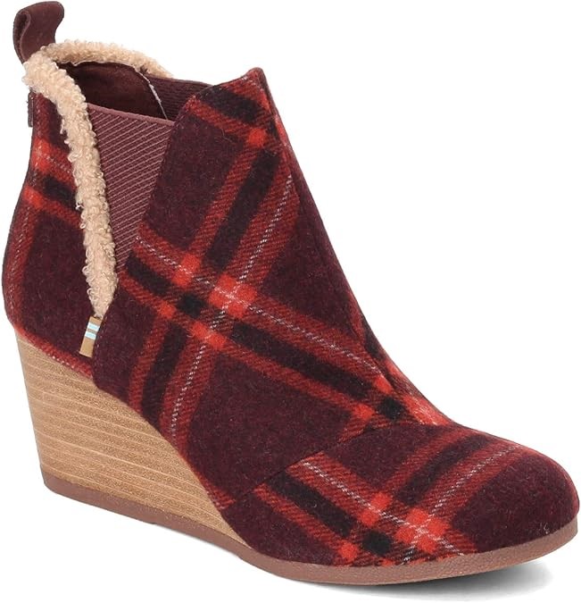 TOMS Women's Desert Tan Leopard Suede Kelsy Bootie, US6/EU36.5, Barn Red Ea