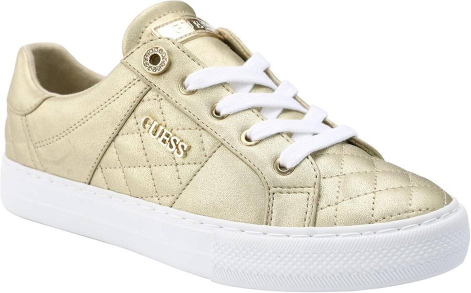 GUESS Women's Loven Sneaker, Size 5M, Gold, GWLOVEN. Buyers Note - Discoun