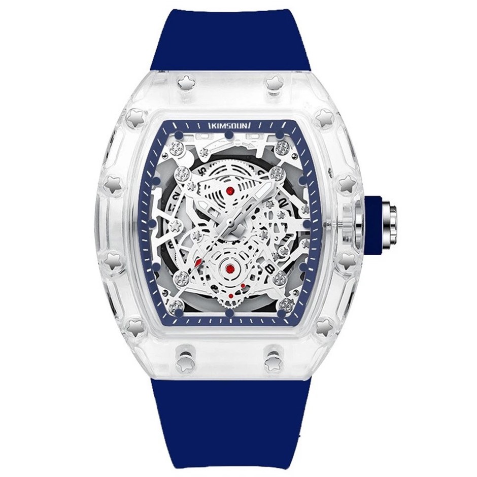 New Waterproof Men'S Watch Barrel Shaped Transparent Watch Popular