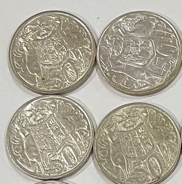 1966 Australia First & Last Queen Elizabeth Silver round fifty centsx4