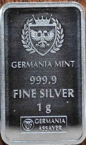GERMANIA MINT NEW PRODUCT- 1g 999.9 FINE SILVER- GERMANIA 1g SILVER BAR
