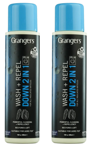 2 x Grangers 2 in 1 Down Wash and Repel for Down Clothing, White/Blue, 300