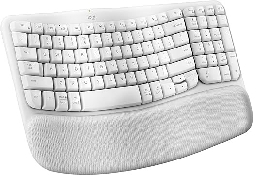 Logitech Wave Keys Wireless Ergonomic Keyboard with Cushioned Palm Rest, Co