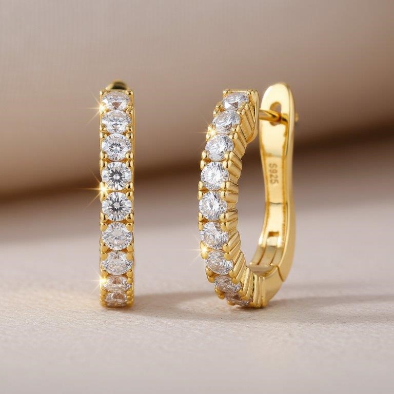 GRA  Moissanite white Brilliant Cut 925 Sterling Silver Earrings-Bonus Gif
