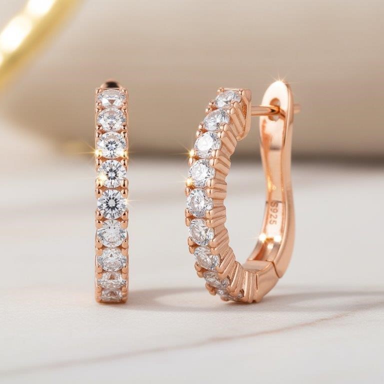 GRA Moissanite white Brilliant Cut 925 Sterling Silver Earrings-Bonus Gif