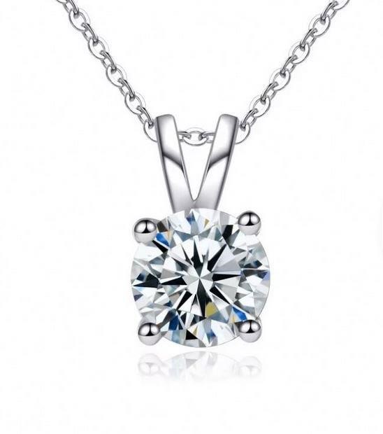 1.0ct GRA  Moissanite white Brilliant Cut 925 Sterling Silver  Pendant