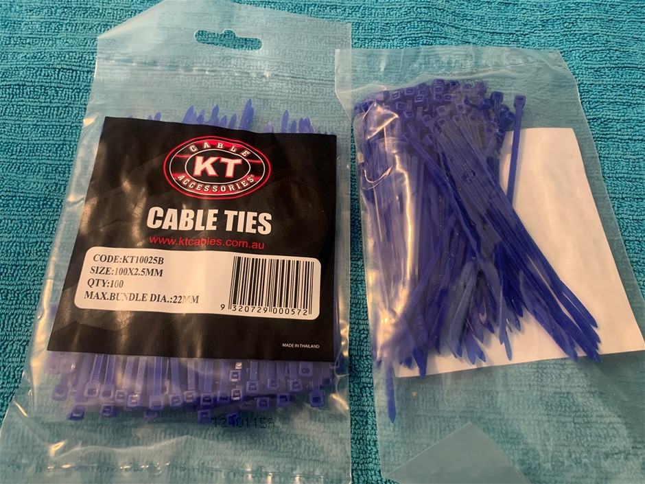 New in Packaging KT Cable Ties, 100 x 2.5mm - Qty 20 Pckts
