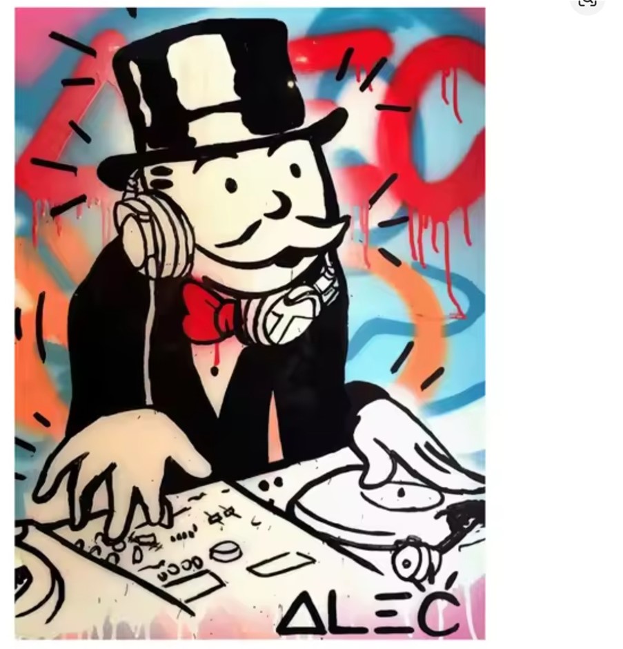 ALEC MONOPOLY (after) "DJ Street Art" Canvas Print