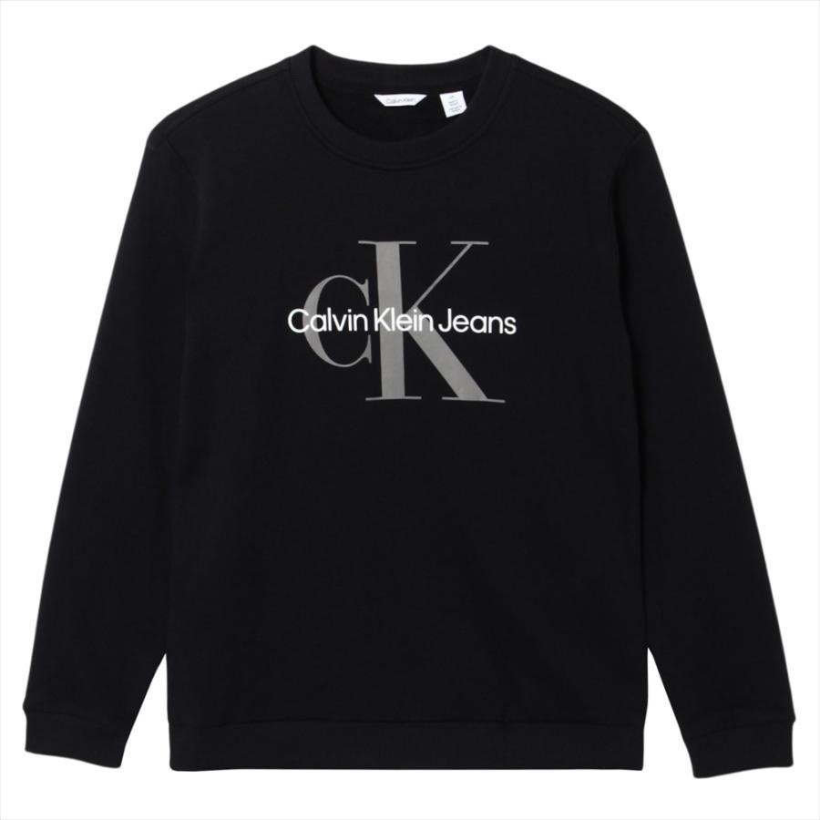 CALVIN KLEIN Mono Logo Crew Sweatshirt, Size L, Cotton, Black (010/UB1), 40