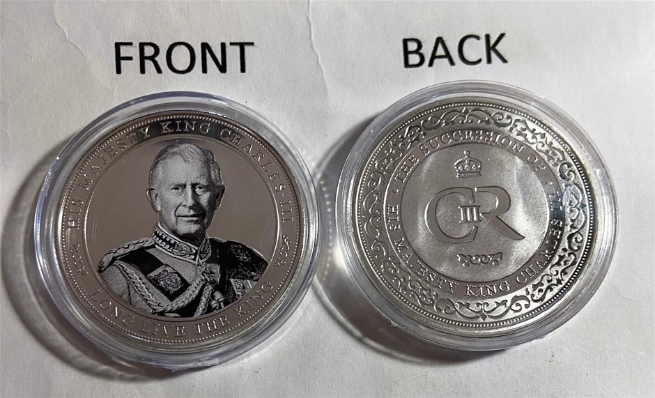 Majesty King Charles 111 1oz Collector token 999 Fine Silver Plated B/White