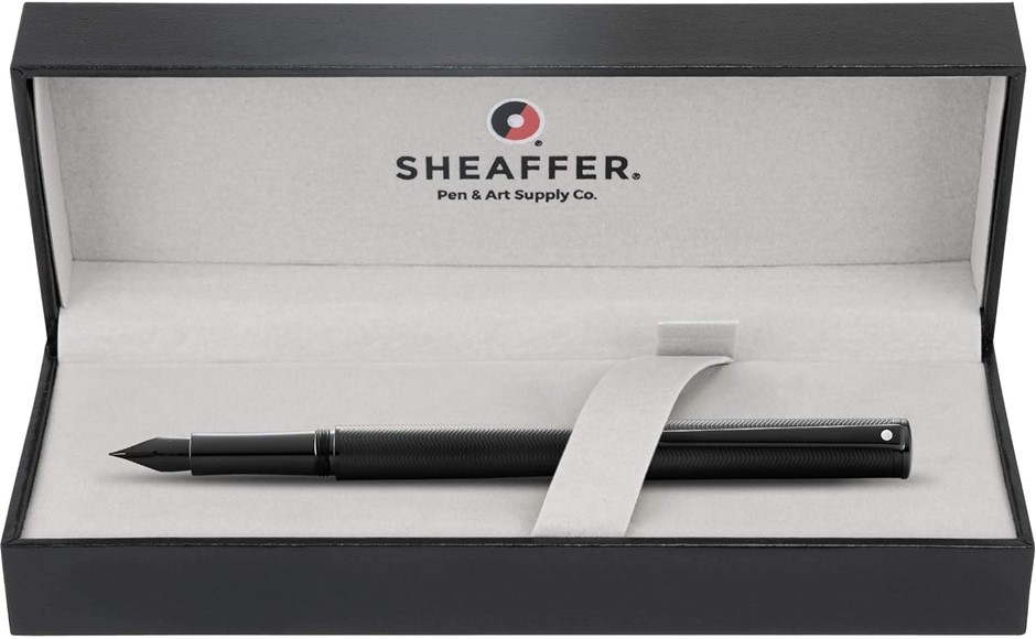 Sheaffer Intensity Engraved Matte Trim Medium Fountain Pen, Black/Black E09