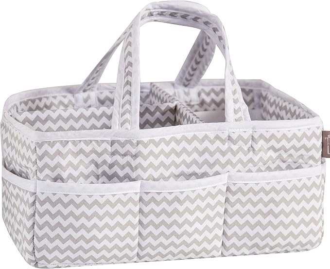 Trend Lab Dove Gray Chevron Storage Caddy, White