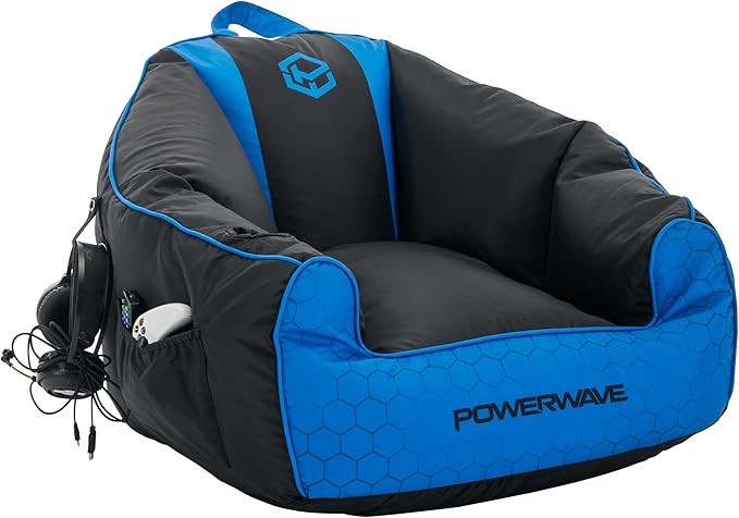 Powerwave Bean Bag Chair Puff Blue. NB: Open box/Damage Box.