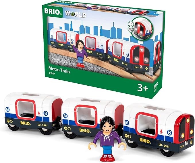 Brio BRI33867 Metro Train with Sound & Lights, 4 Pieces