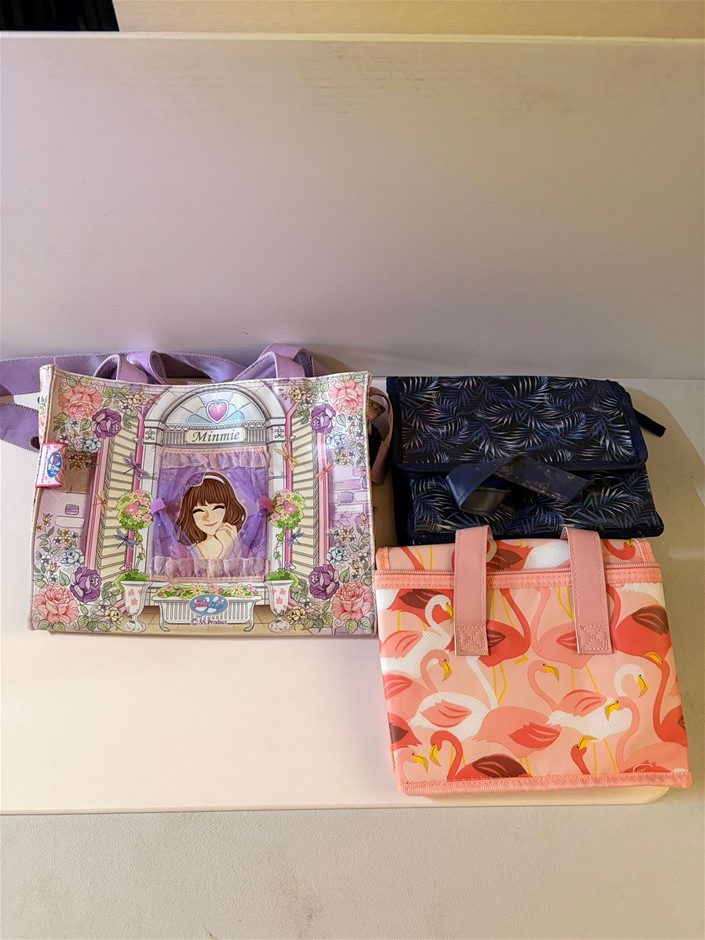 3x Bags (2x Lunch Bags, 1x Minmie Tote Bag)