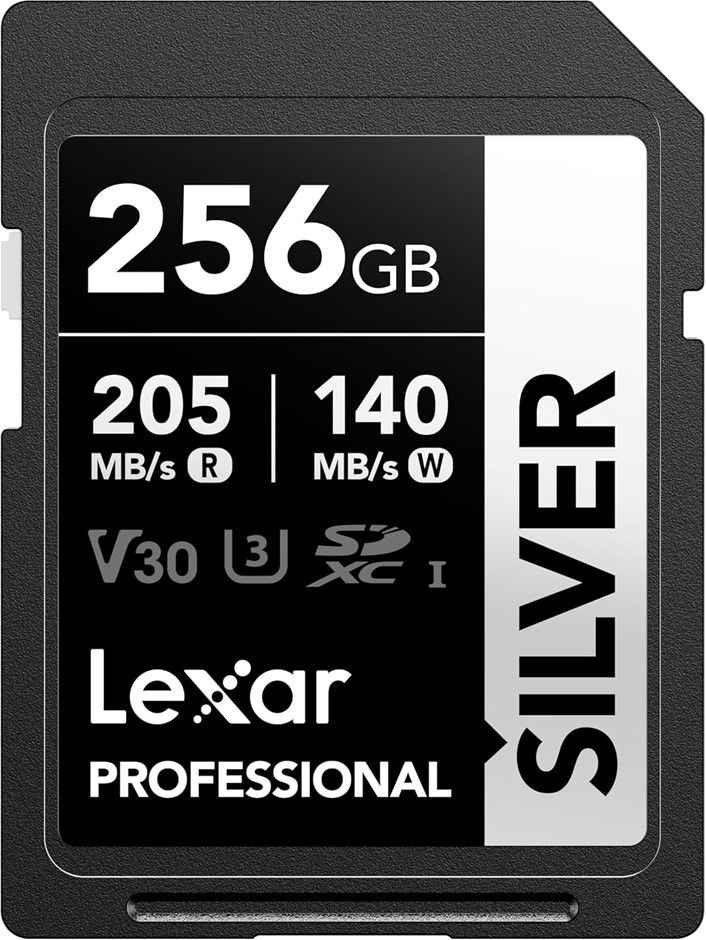 LEXAR Professional Silver SD Card 256GB, Up to 205MB/s Read, 140MB/s Write,