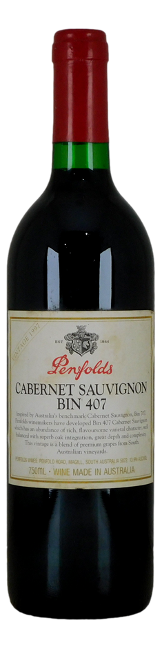 Penfolds `Bin 407` Cabernet Sauvignon 1997 (1 x 750mL) SA.