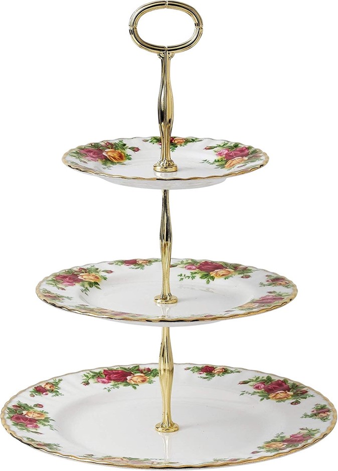 ROYAL ALBERT 3-Tier Cake Stand, Old Country Roses 3-Tier Cake Stand. NB: Sl