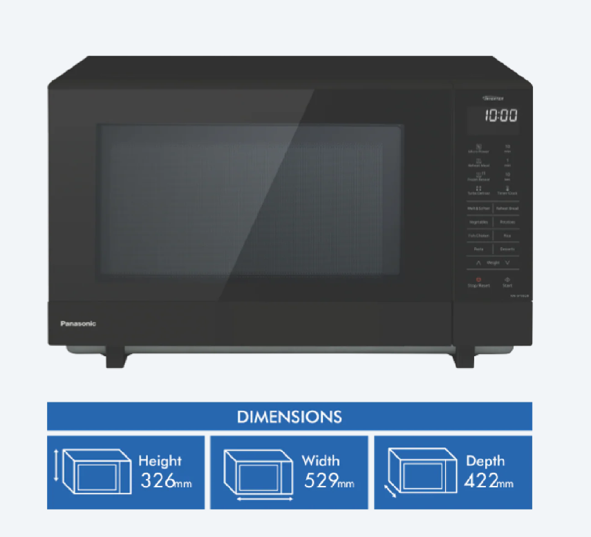 PANASONIC 27L Flatbed 1000W Microwave, Black, NN-SF56QBQPQ.