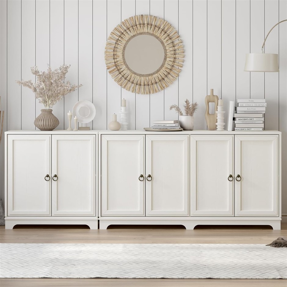 MERRYLUK Long Sideboard Buffet and Compact Sideboards with 6 Doors & Adjust