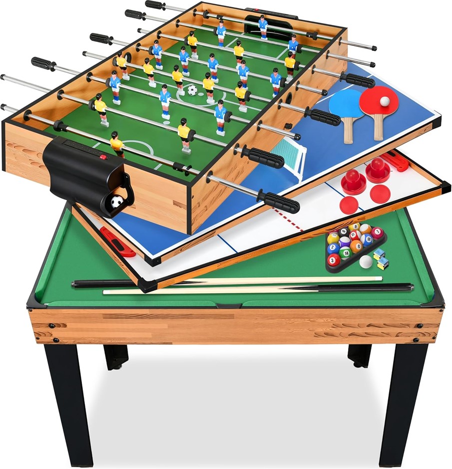 SERENELIFE Multi Sport Combo Sets w/Air Hockey, Foosball, Ping Pong, Pool–