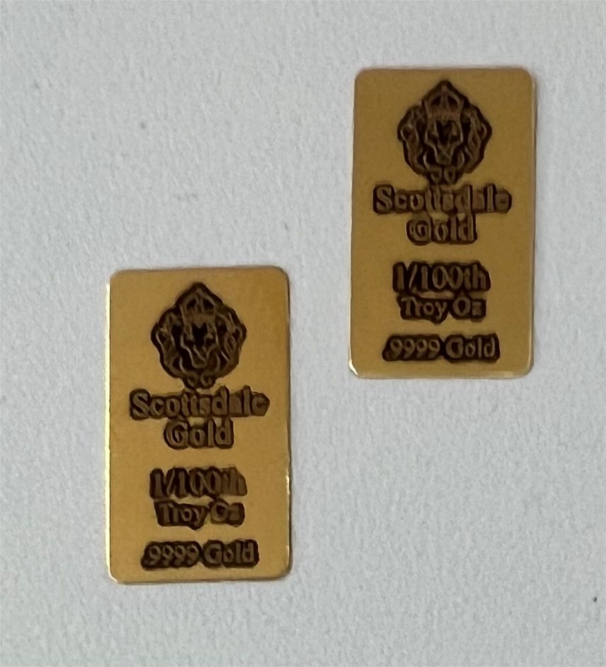 1/100-Ounce Scottdale gold bar x 2