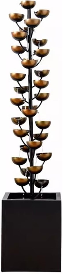 HM2DR5QG Retro Wrought Iron Indoor Fountain Cascading Metal Bowl Waterfall,