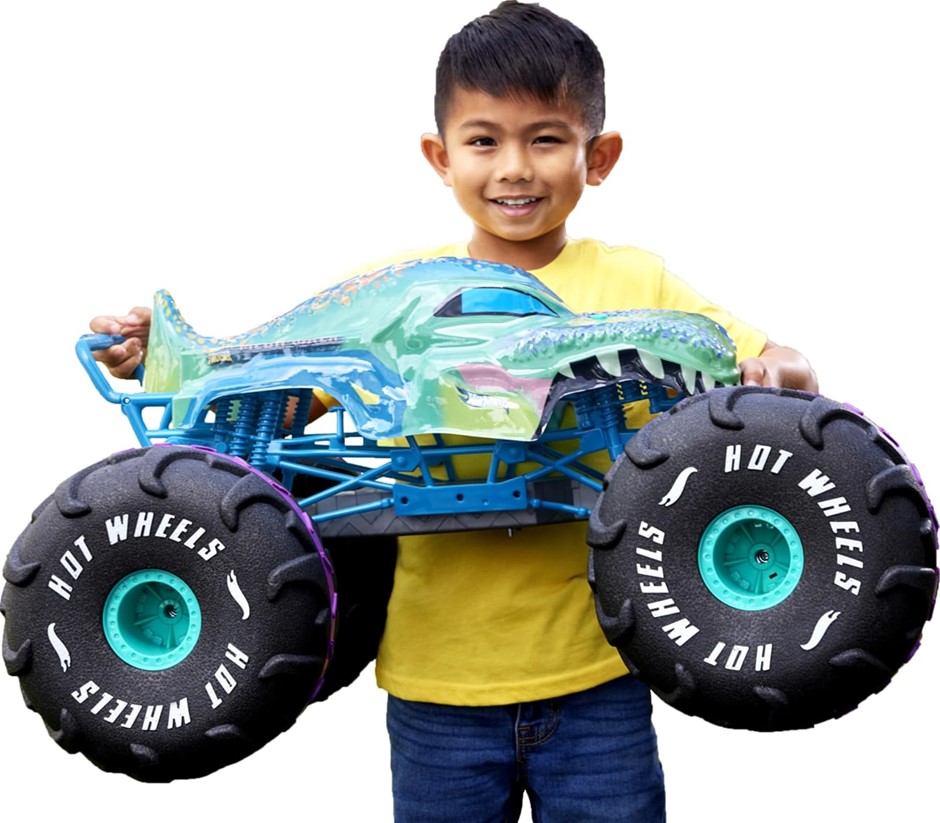 HOT WHEELS  RC Monster Trucks Mega-Wrex in 1:6th Scale, Extra Large Remote-