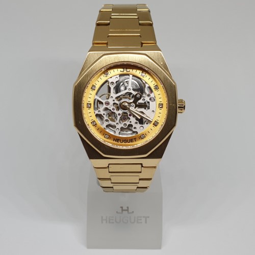 HEUGUET T70 Men's Skeleton Automatic Watch — Gold