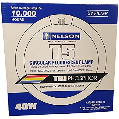 NELSON Triphosphor Fluorescent T5 Circular Lamp, 40W, 5000K, White, M5R40NC