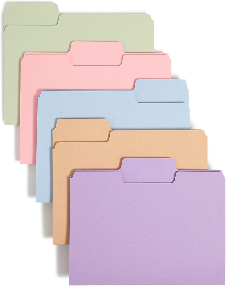 Smead SuperTab File Folder, Oversized 1/3-Cut Tab, Letter Size, Assorted Pa