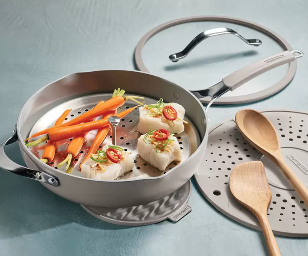 Tramontina All In One Plus Pan Set 7 Piece. Moon Beam. NB: Minor use, 2 x B